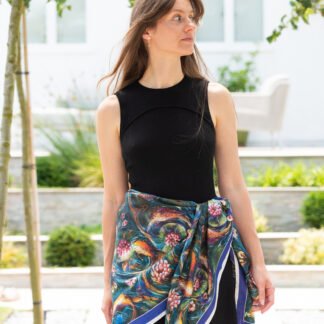 SCARF 1-DANCE OF THE KOI-SATIN SILK