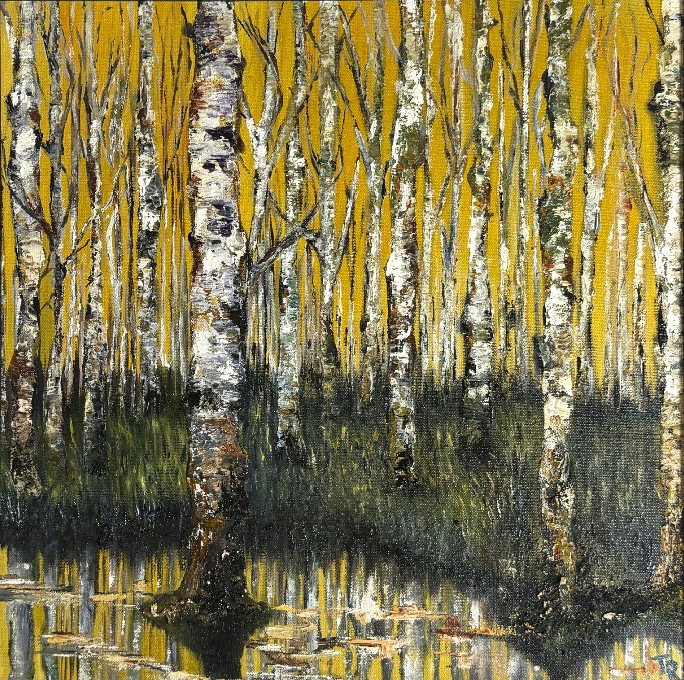THROUGH THE BIRCHES PAINTING
